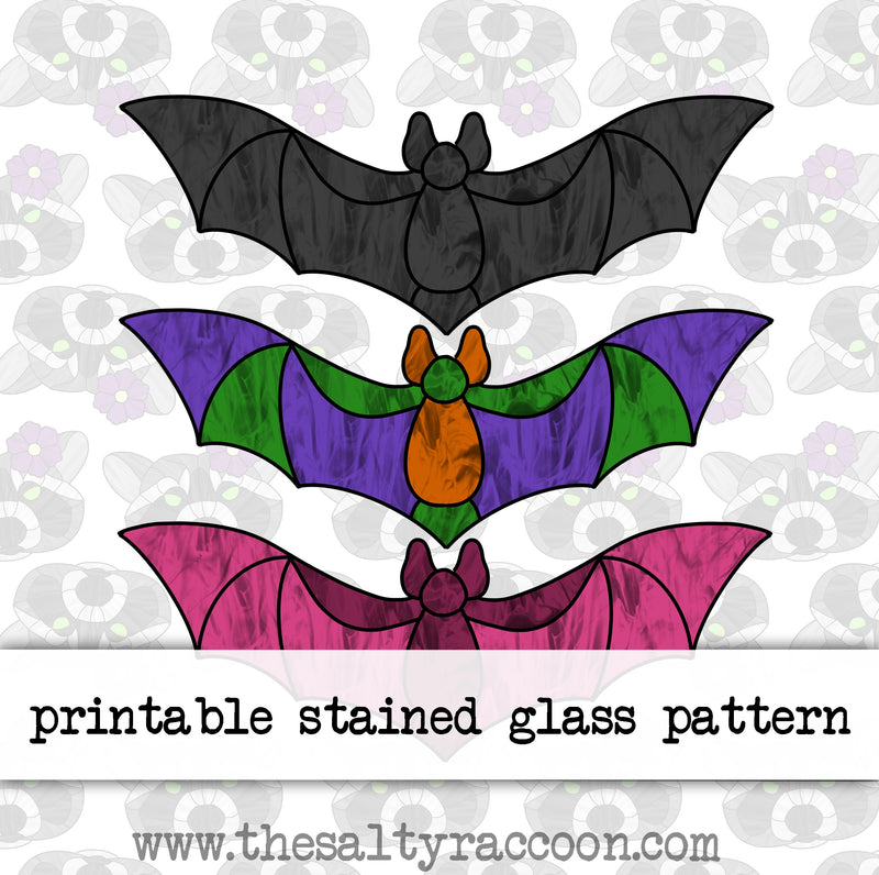 Bat Digital Download Stained Glass Pattern
