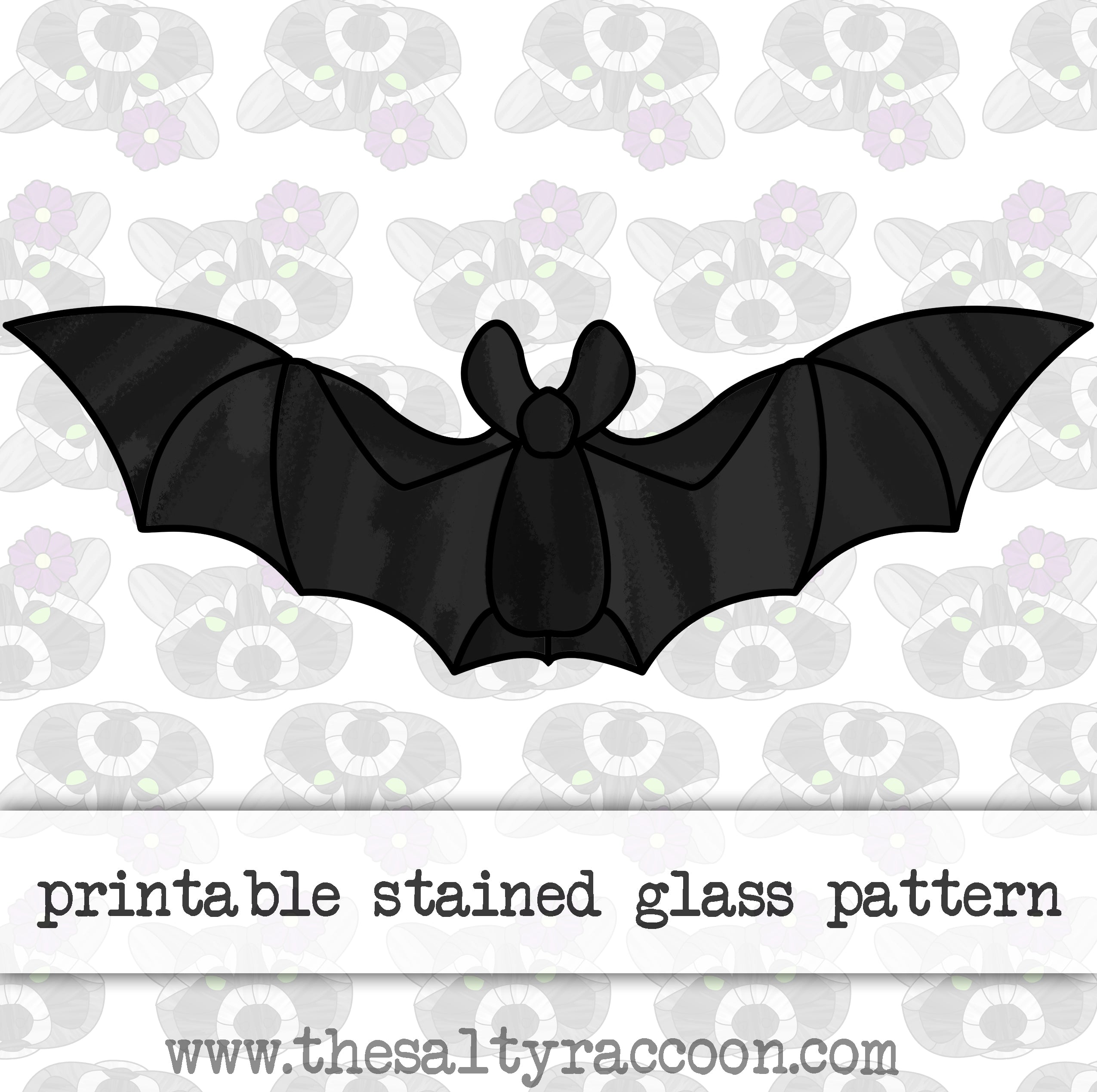 Flying Bat Digital Stained Glass Pattern - Includes Printable Pages and  Cricut Cut File