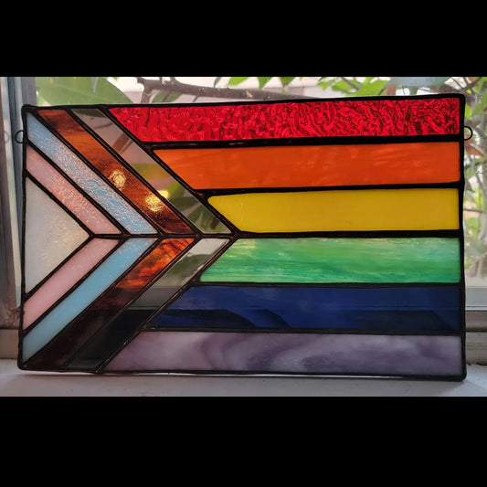 stained glass LGBTQA+ flag