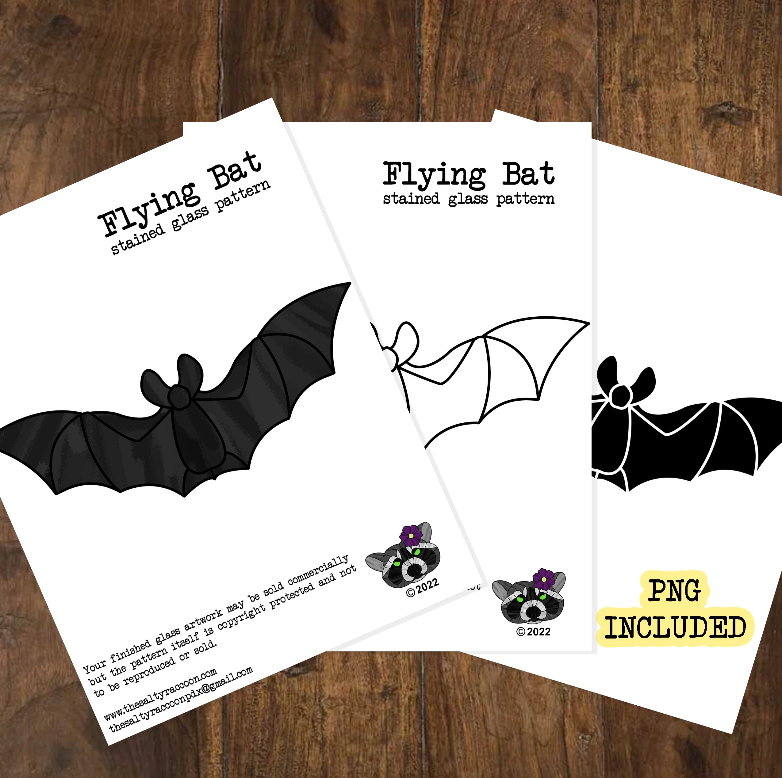 Flying Bat Digital Stained Glass Pattern - Includes Printable Pages and  Cricut Cut File