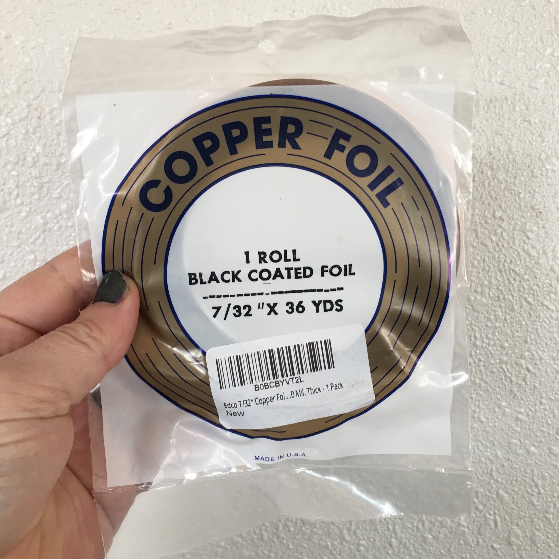 CHOICE 7/32 Inch Wide BLACK BACK Copper Foil Adhesive Back Tape 36